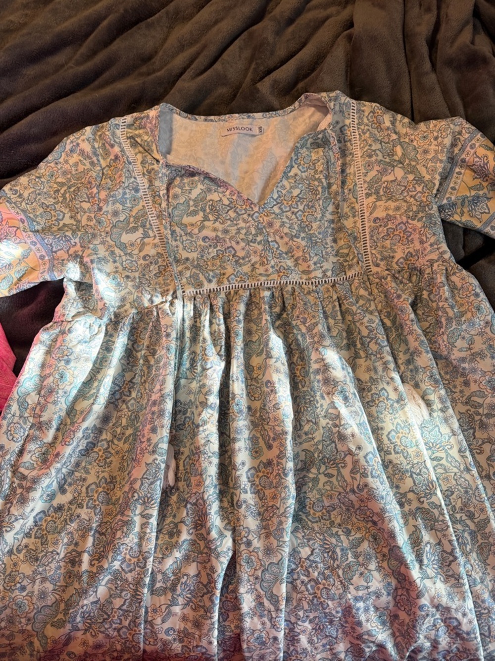 MISSLOOK Pastel Blue Floral Babydoll Dress